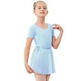 thumbnail image 1 of Stelle Ballet Short Sleeve Leotard with Separate Adjustable Tie Skirt Tights Dance Dress Outfit for Girls,Blue,4T, 1 of 7
