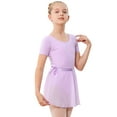 thumbnail image 1 of Stelle Ballet Short Sleeve Leotard with Separate Adjustable Tie Skirt Tights Dance Dress Outfit for Girls,Purple,4T, 1 of 7