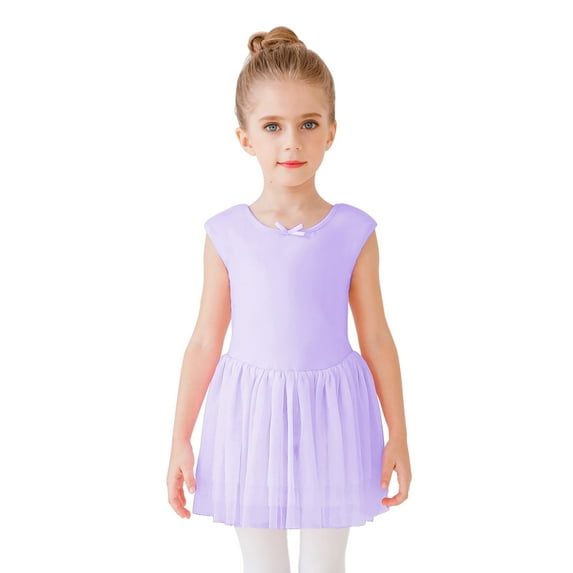 Stelle Ballet Tutu Leotard Sleeveless Tank Ballerina Dance Dress with Skirt for Girls,Purple,2T
