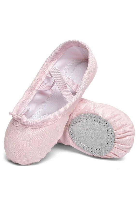 Canvas Ballet Shoes Spit Dance Slippers Flats Yoga Adjustable Bowknot Dance Shoes for Toddler Girls,Ballet Pink,7 Toddler