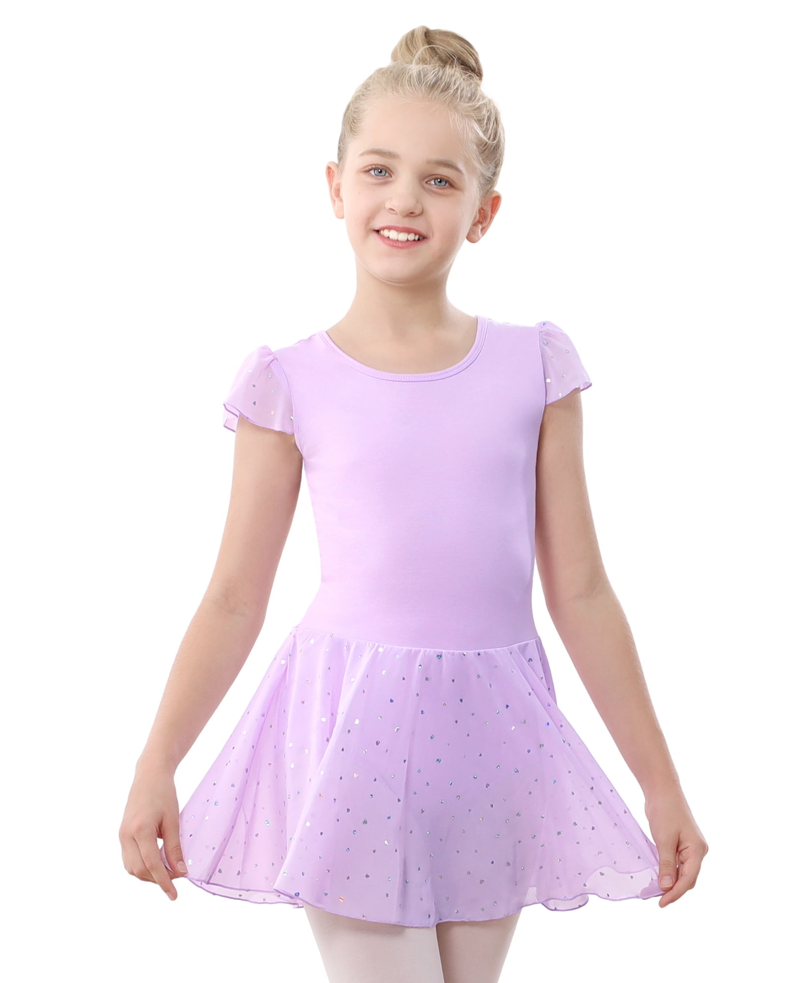ディズニープリンセスのベビーグッズも大集合 with Leotard Ballet Sleeve Cap Stelle Chiffon Skirt Sequins Dance