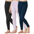 thumbnail image 1 of Stelle Girls 3 Pairs Athletic Leggings with Hidden Pockets,Full Legnth Running Yoga Pants Workout Dance Leggings Tights for Tween Girls High Waisted Stretchy Active Leggings,5-16Y Black+Purple+Navy, 1 of 8