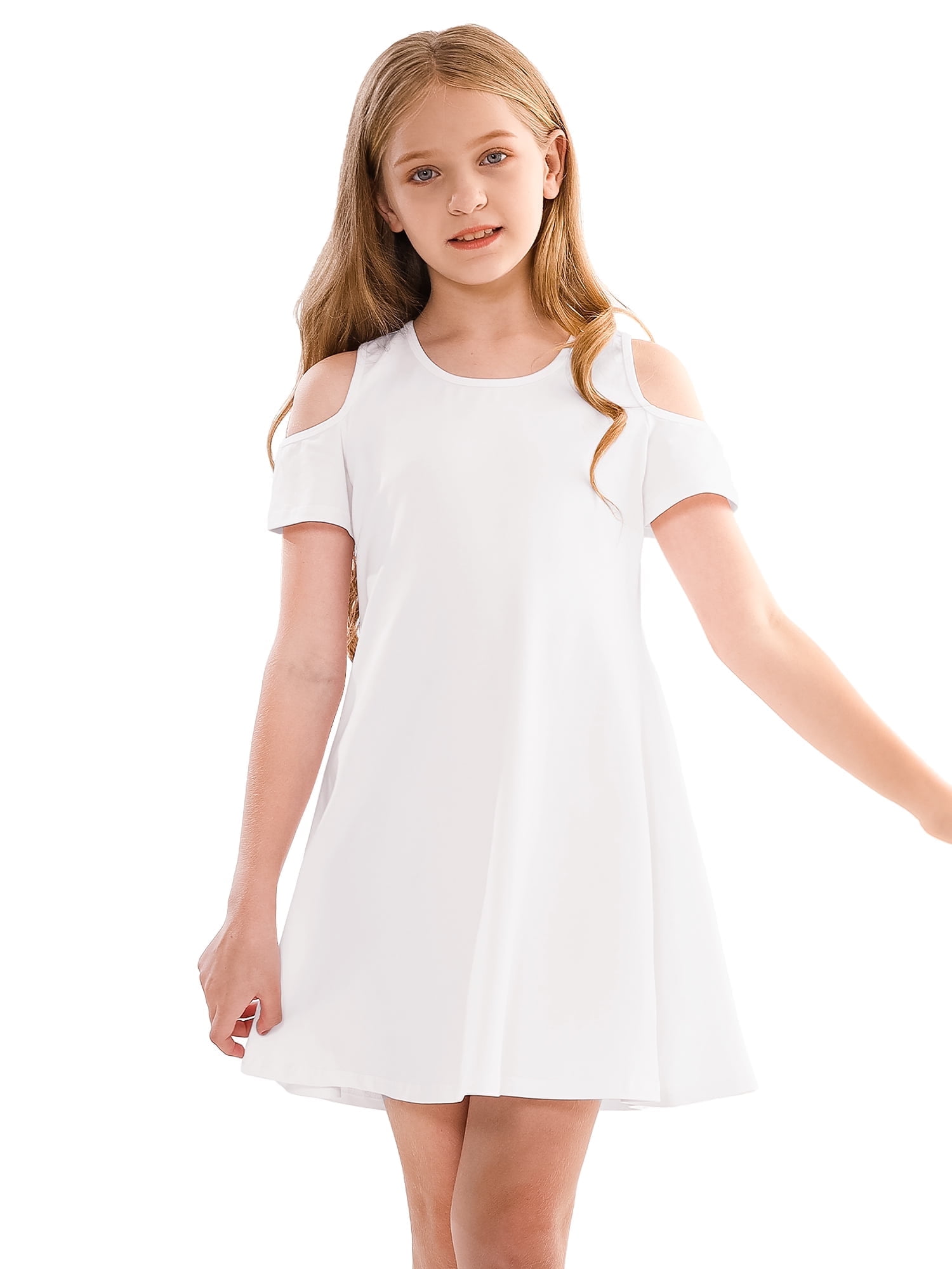 Kid Girl Sweet Summer One Shoulder Tunic Dress