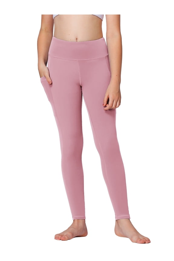 Girls' High Rise Athletic Leggings with Side Pockets,High Waisted Kids Dance Running Yoga Pants Soft Stretchy Workout Active Leggings Dance Tights,5-16Y