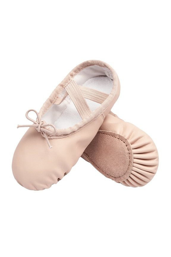 Girls Premium Soft Leather Ballet Shoes Full Sole Ballet Slippers,Adjustable Lace Pull-on Flat Dance Shoes for Toddler/Little Kid/Big Kid Ballerina Gymnastics Practice,Pink