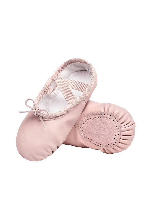 Girls Premium Soft Leather Ballet Shoes Split-Sole Ballet Slippers,Pull-on Flat Dance Shoes for Toddler/Little Kid/Big Kid Ballerina Gymnastics Practice,Pink