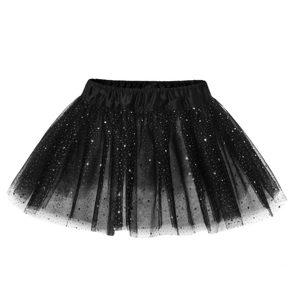 Stelle Girls Sequins Tutu Skirt Elastic Waisted Dance Ballet Tutu Dress Up Sparkly Princess Party Skirt,2-9Y Black