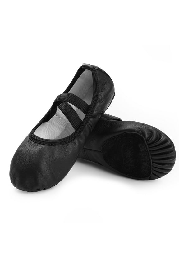 Girls Soft Leather Dance Shoes Split Sole Ballet Slippers for Kids Toddler Performance Yoga Shoes Ballerina Shoes Flats,Black