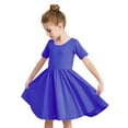 thumbnail image 1 of Stelle Short Sleeve Sundress A-Line Knee Length Flared Swing Cross Back Skater Skirt Midi Dress for girls,Blue,8 Years, 1 of 8