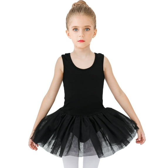 Stelle Sleeveless Ballet Leotard Tank Tutu Skirted Dance Dress Ballerina Outfit for Girls,Black,2-3T