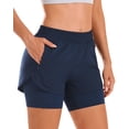 thumbnail image 1 of Stelle Women 2 in 1 Running Shorts High Waisted Athletic Shorts Gym Workout Shorts, 1 of 5