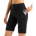 thumbnail image 1 of Stelle Women's 10" Athletic Bermuda Shorts Long Shorts with Pockets,High Waisted Casual Lounge Shorts Drawstring Workout Running Yoga Short Pants,S-XL Black, 1 of 7