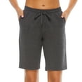 thumbnail image 1 of Stelle Women's 10" Bermuda Shorts Cotton Jersey Shorts,Summer Casual Drawstring Elastic Waist Lounge Shorts,Knee Length Athletic Yoga Workout Long Sweat Shorts with Deep Pockets,XS-XXL Charcoal, 1 of 8