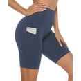 thumbnail image 1 of Stelle Women’s 8” High Waisted Yoga Shorts with Two Side Pockets, 1 of 5