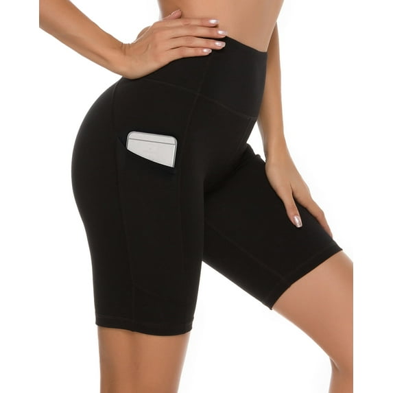 Stelle Women’s 8” High Waisted Yoga Shorts with Two Side Pockets