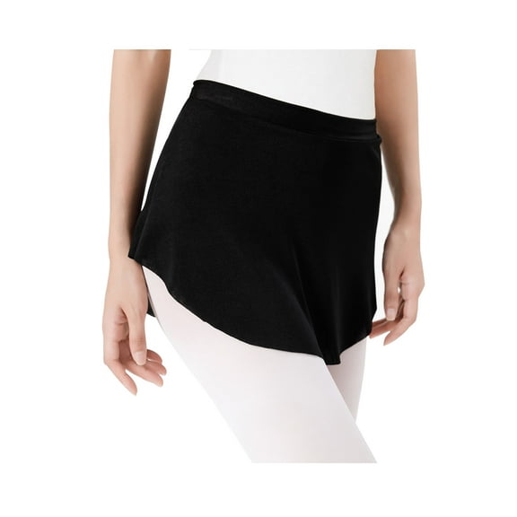 Stelle Women's Adult Pull-On Ballet Wrap Dance Skirt,Irregular Short Elastic Waistband Sheer Chiffon Dance Over Scarf for Leotards,Black