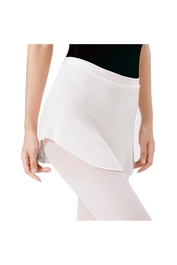 Women's Adult Pull-On Ballet Wrap Dance Skirt,Irregular Short Elastic Waistband Sheer Chiffon Dance Over Scarf for Leotards,Black