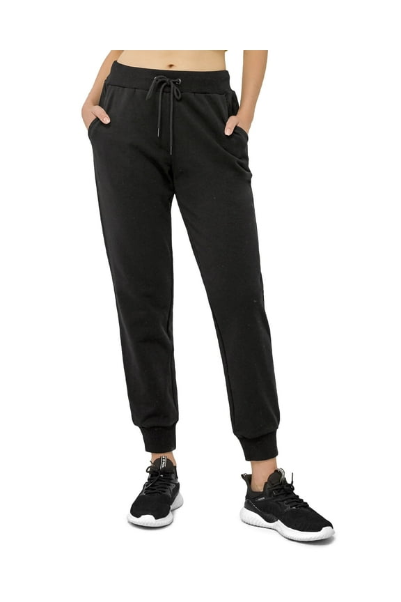 Women's Athletic Joggers Pants with Pockets,Lightweight Running Sweatpants Tapered Lounge Pants,Cotton Casual Workout Yoga Track 28",XS Black