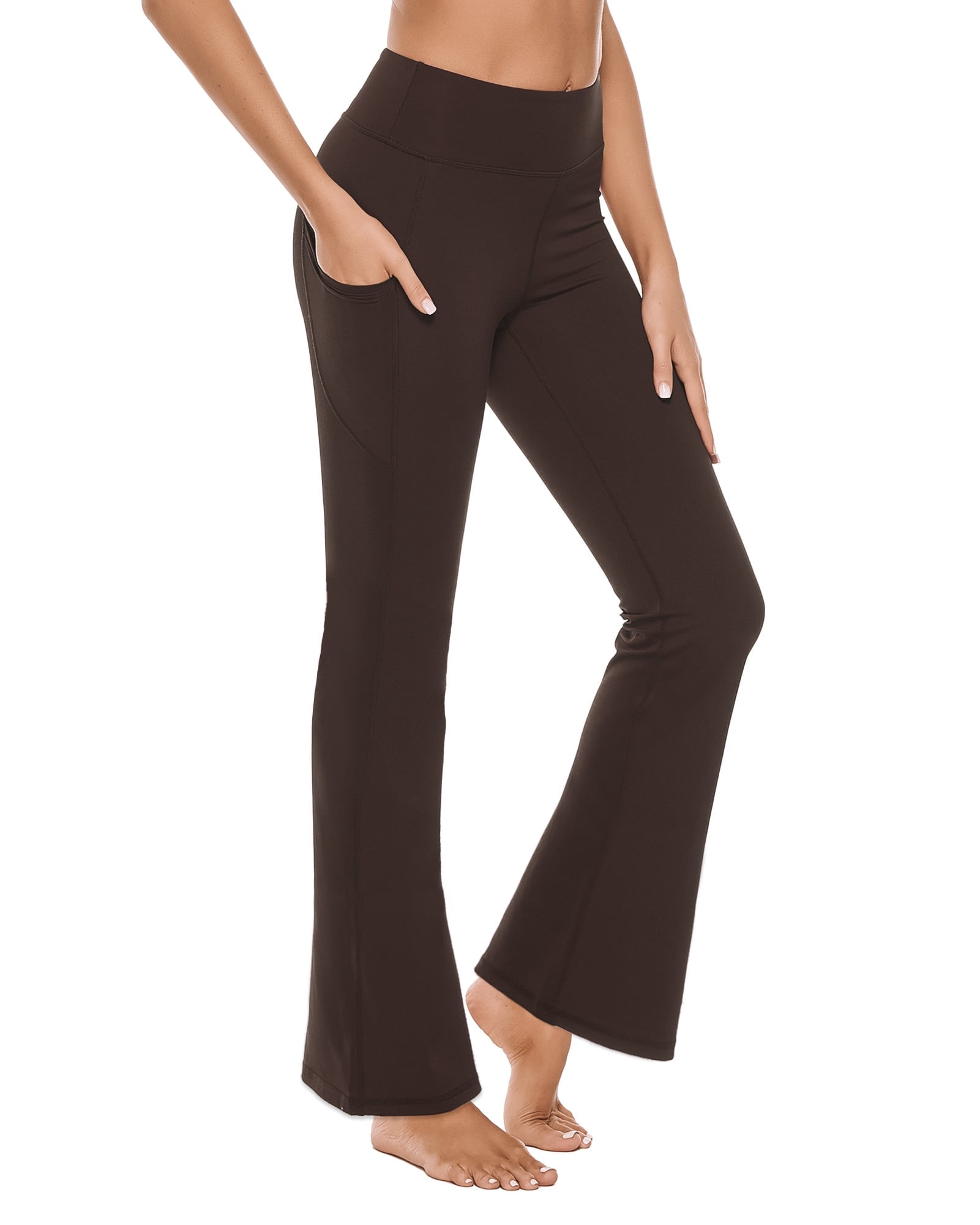 Stelle Women's Bootcut Yoga Pants with Pockets,High Waisted Tummy Control Workout  Yoga Lounge Pants,Full Length Flare Leggings Bootleg Work Dress Pants  30,XS-XXL Black 