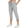 thumbnail image 1 of Stelle Women's Cotton Capri Joggers Pants with Side Pockets Workout Sweatpants,Drawstring Waist Running Yoga Athletic Tapered Casual Pants Lightweight Lounge Pants 20",XS-XXL Gray, 1 of 7