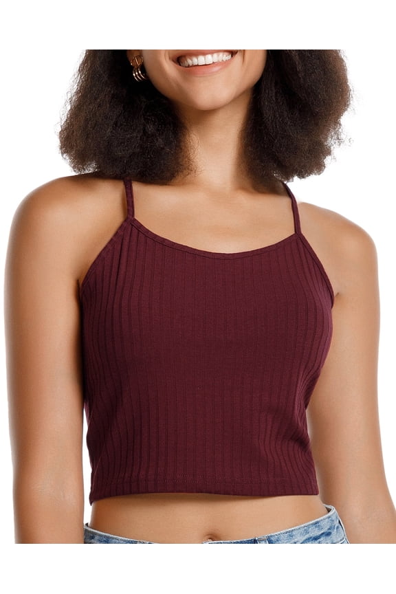 Women's Crop Top Casual Summer Cami Basic Ribbed Knit Sexy Strappy Top