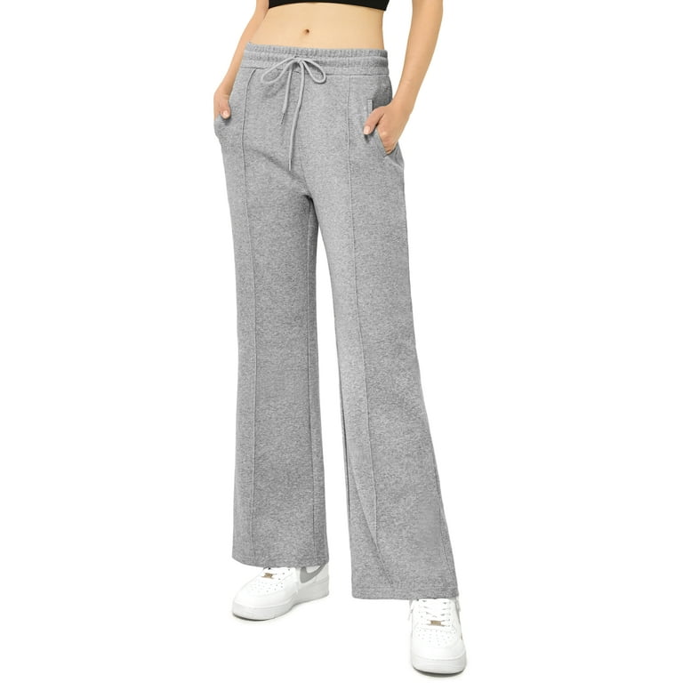 Stelle Women's Wide Leg Sweatpants Loose Casual Lounge Pants with  Pockets,High Waisted Drawstring Cotton Straight Open Bottoms Athletic Long  Trousers
