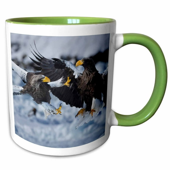 3drose, Stellers Sea Eagles, Hokkaido, Japan, 11oz Two-tone Green Mug