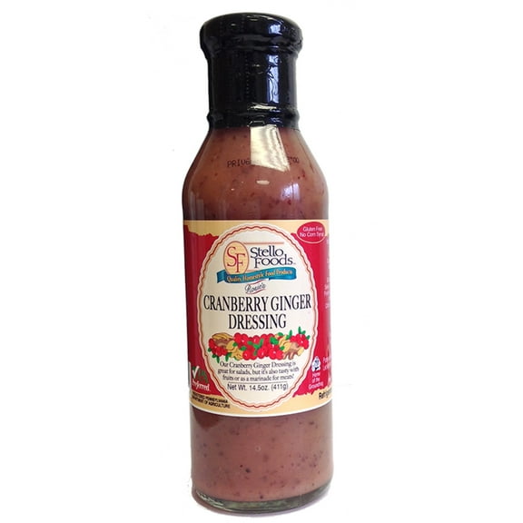 Stello Foods - Rosie's Cranberry Ginger Dressing 14.5 oz, Gluten Free, No Corn Syrup, Low Fat, Cholesterol Free, Vegan, Vegetarian, PA Preferred