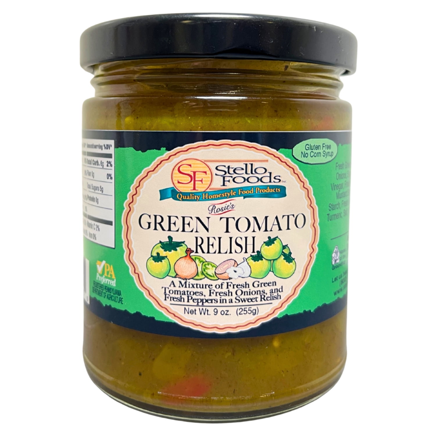 Stello Foods, Rosie's Sweet Green Tomato Relish, 9 oz Jar, Hot Spread ...