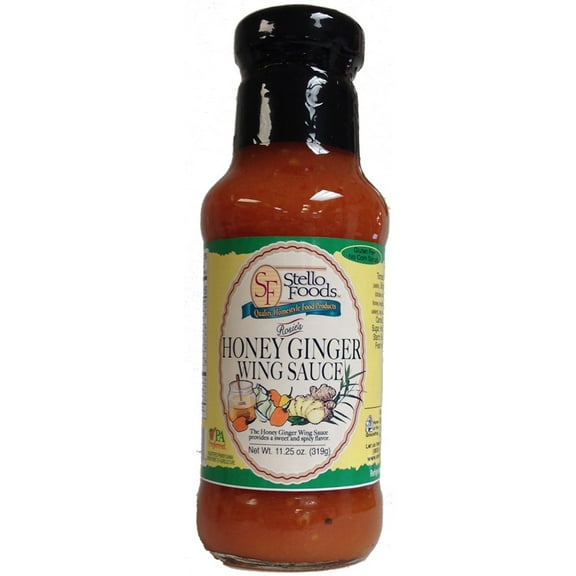 Stello Foods - Rosie's Honey Ginger Wing Sauce 11.25 oz, Gluten Free, No Corn Syrups, Low Calories, Fat Free, Cholesterol Free, Low Carbohydrates, Vegetarian