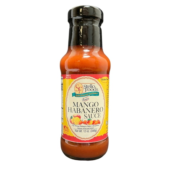 Stello Foods - Rosie's Mango Habanero Sauce 12 oz, Gluten Free, Low Calorie, Fat Free, Cholesterol Free, Low Sodium, Vegetarian, Vegan