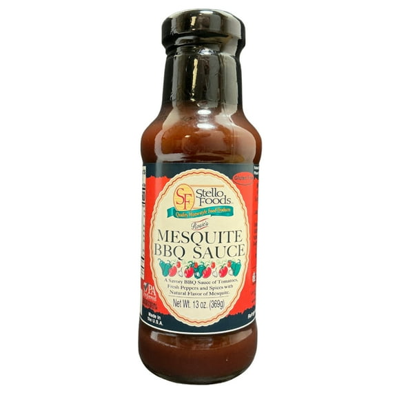 Stello Foods - Rosie's Mesquite BBQ Sauce 13 oz, Gluten Free, Fat Free, Cholesterol Free, Low Sodium, Vegan, Vegetarian