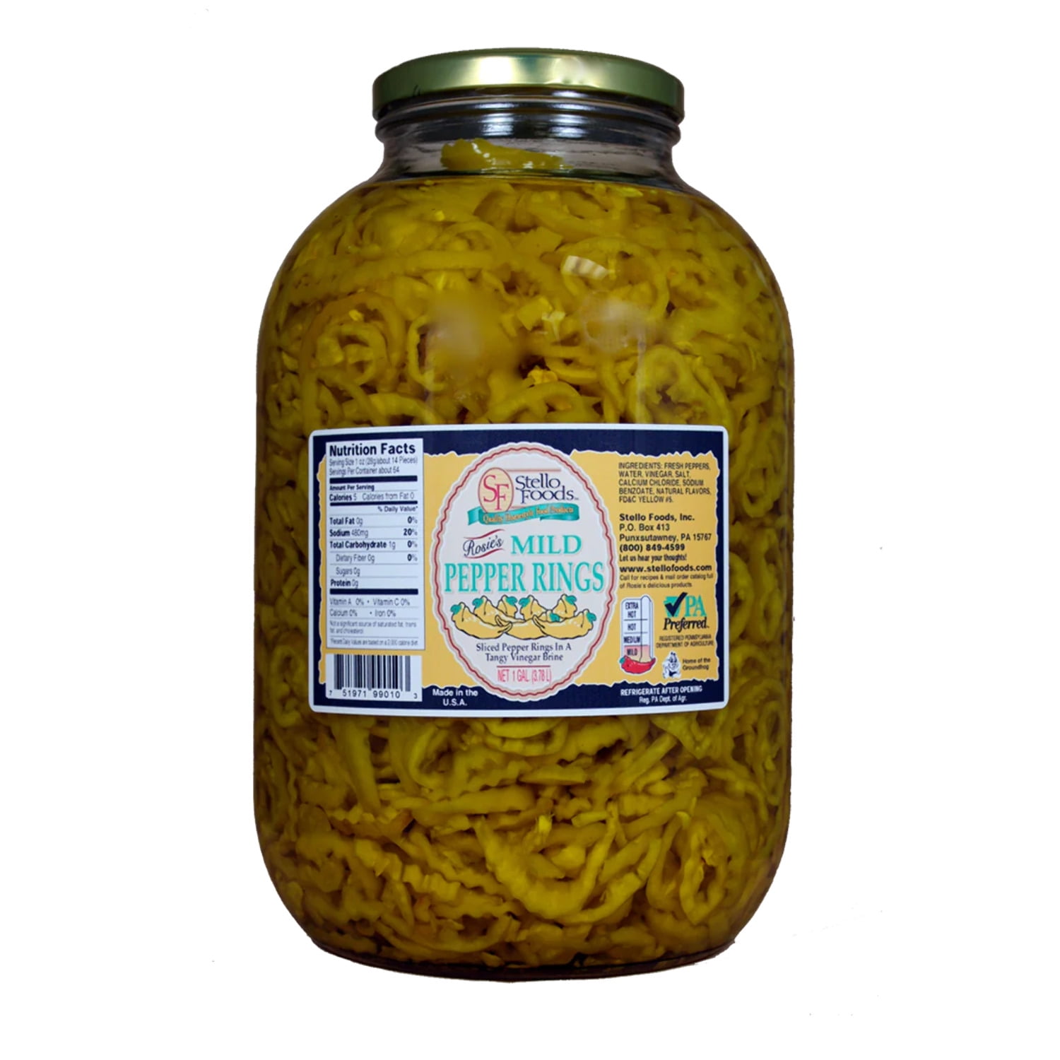 Stello Foods - Rosie's Mild Pepper Rings 128 oz