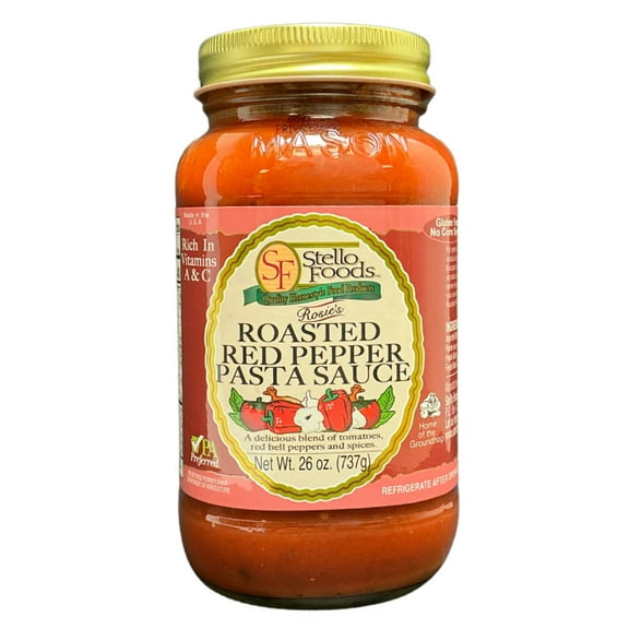 Stello Foods - Rosie's Roasted Red Pepper Spaghetti Sauce 25 oz, Gluten Free, No Corn Syrup, Rich in Vitamins A & C, Low Calories, Low Fat, Cholesterol Free