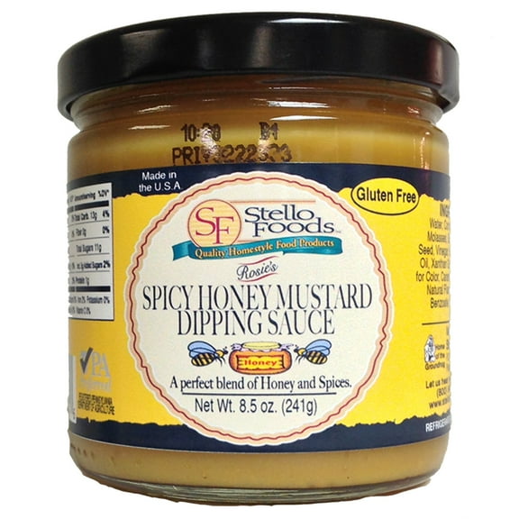 Stello Foods - Rosie's Spicy Honey Mustard Dipping Sauce 7.75 oz, Gluten Free, Low Fat, Cholesterol Free, Vegan, Vegetarian