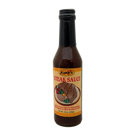 Stello Foods - Rosie's Steak Sauce 10 oz, Fat Free, Keto, Low Calories, Cholesterol Free, Vegan, Vegetarian