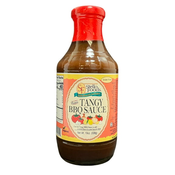 Stello Foods - Rosie's Tangy BBQ Sauce 19 oz, Gluten Free, Vegetarian, Low Calories, Fat Free, Cholesterol Free