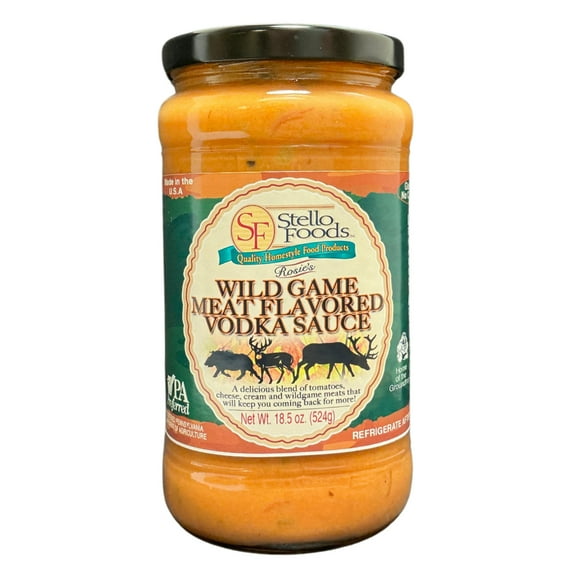Stello Foods - Rosie's Wild Game Meat Flavored Vodka Sauce 18.5 oz, Gluten Free, No Corn Syrup, No Added Sugars, PA Preferred