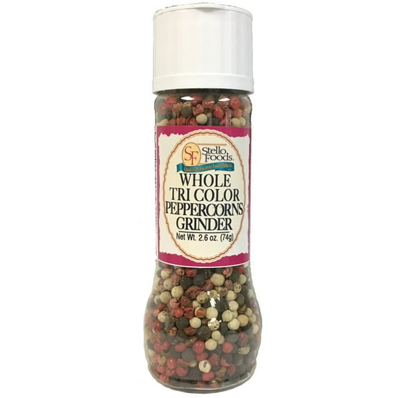 Stello Foods Spices - Peppercorns -TriColor - Grinder 2.6 oz
