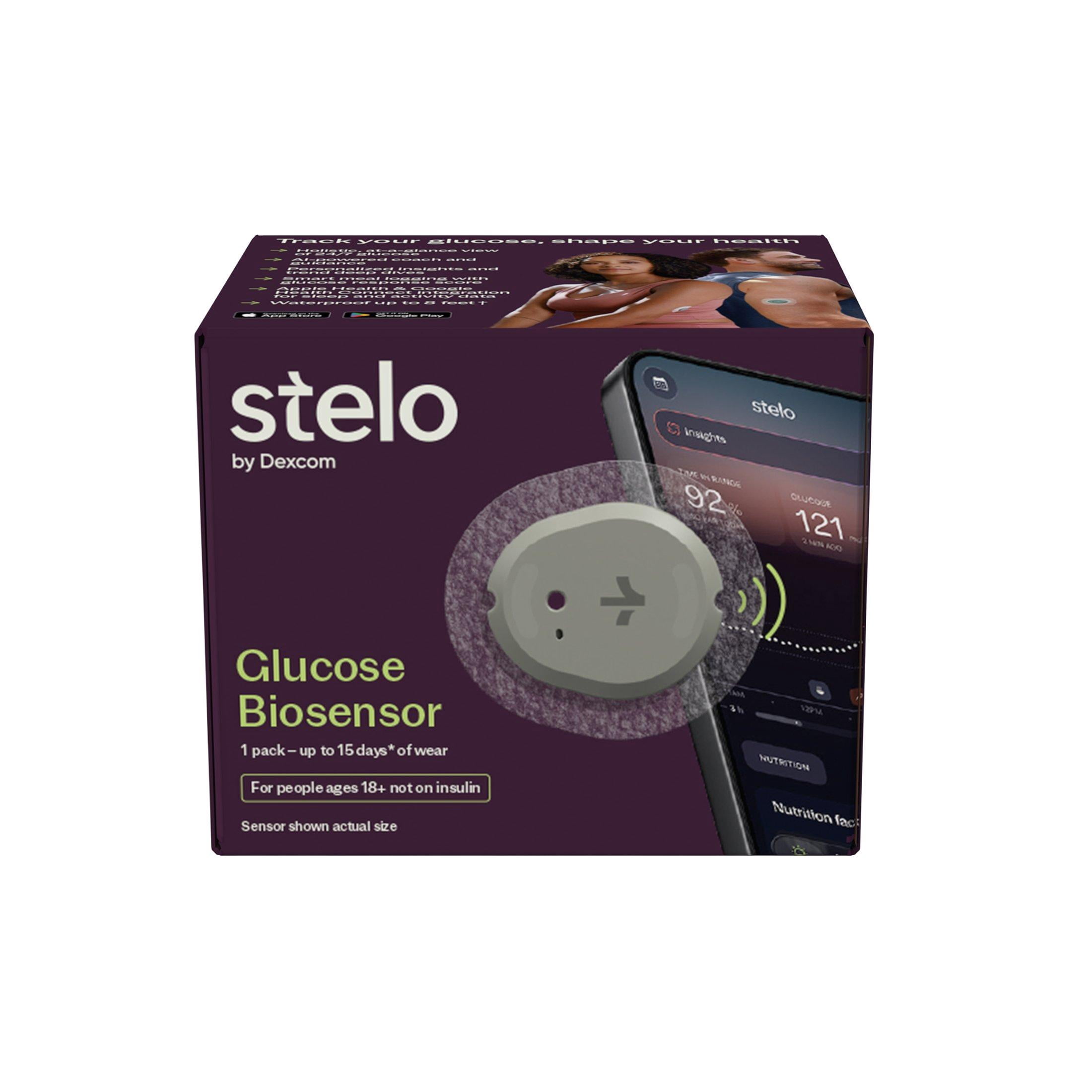 Stelo Glucose Biosensor & App by Dexcom - A Leader in Continuous Glucose Monitoring (CGM). 24/7 Tracking & Personalized Insights to Reveal Patterns. 1-Pack (Up to 15 Days). iOS & Android.