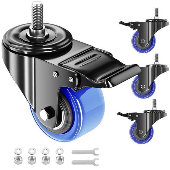 Stem Caster Wheels 2 inch Heavy Duty, Swivel Threaded Stem Mount Casters Set of 4 with American Size UNC 5/16"-18 x 1