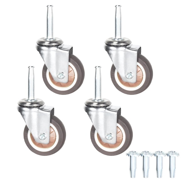 Stem Caster Wheels with 5/16" x 1-1/2" (8 x 38mm) Stem Sockets TPR Replacement Castors Swivel Casters for Carts, Furniture, Dolly, Workbench (2.0 inch Without Brakes)