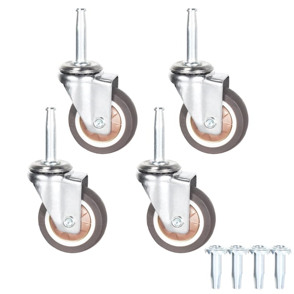 Stem Caster Wheels with 5/16" x 1-1/2" (8 x 38mm) Stem Sockets TPR Replacement Castors Swivel Casters for Carts, Furniture, Dolly, Workbench (2.0 inch Without Brakes)