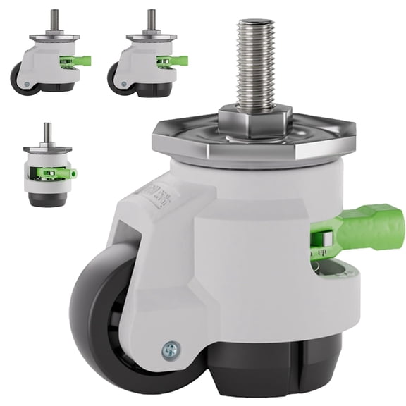 Stem Leveling Casters Set of 4 Heavy Duty, 2200LBS Load Capacity Adjustable Leveling Feet, Retractable Swivel Industrial Casters for Workbench, Machine, Equipment & Furniture, 2 Inch, T60