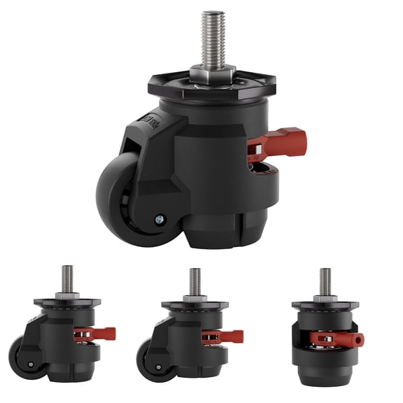 Stem Leveling Casters Set of 4 Heavy Duty, 2200LBS Load Capacity Adjustable Leveling Feet, Retractable Swivel Industrial Casters for Workbench, Machine, Equipment & Furniture, 2 Inch, T60