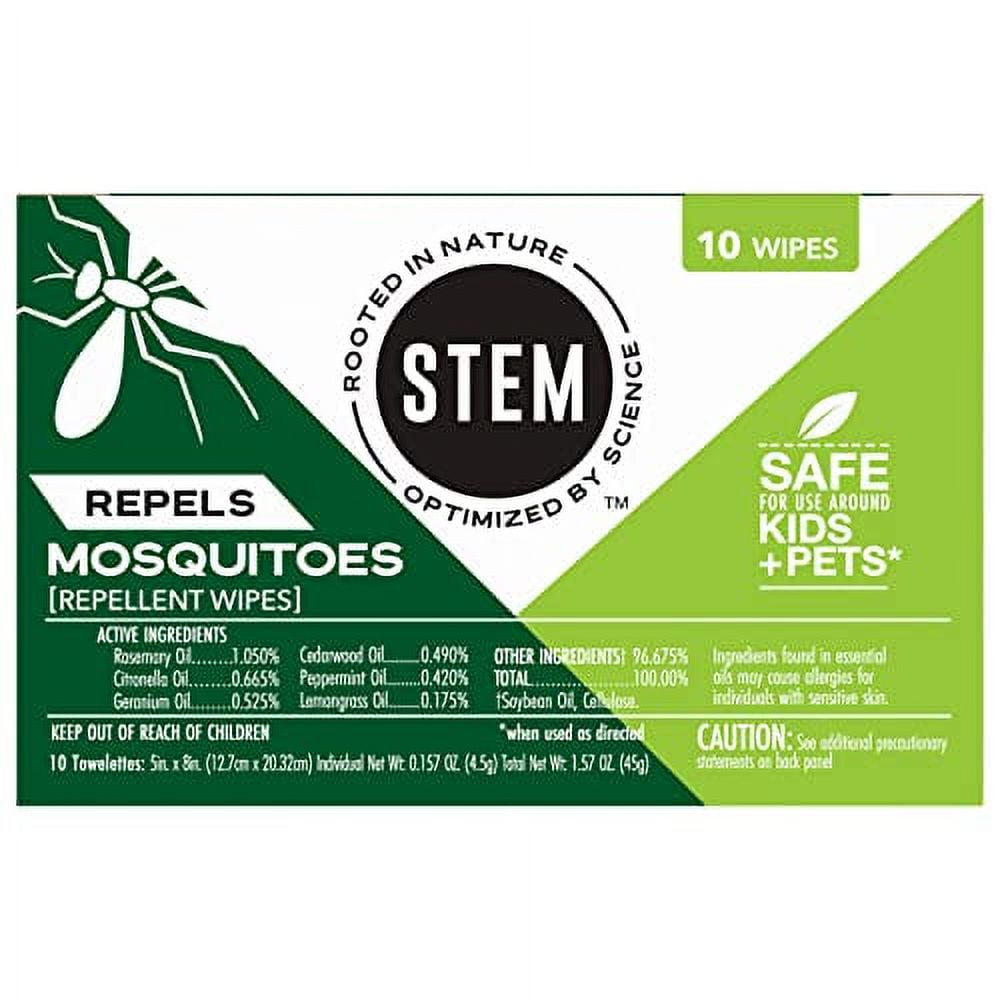 Stem Repels Mosquitoes: Mosquito Repellent Wipes With Botanical Extracts; 10 Wipes (Pack Of 1)