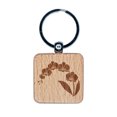 thumbnail image 1 of Stem of Orchids Flowers Square Keychain Charm Tag - Engraved Wood, 1 of 6