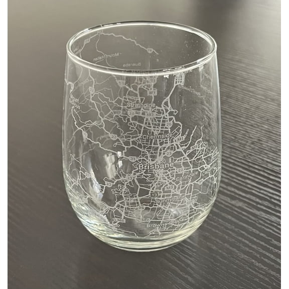 Stemless 17oz Wine Glass Urban City Map Brisbane QLD Australia