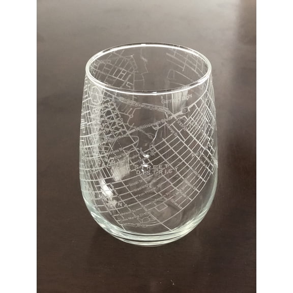 Stemless 17oz Wine Glass Urban City Map Key West Florida