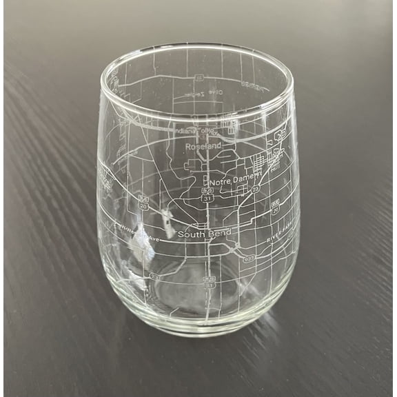 Stemless 17oz Wine Glass Urban City Map South Bend Indiana